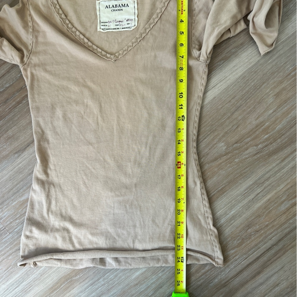 Alabama Chanin 100% Organic Cotton Handmade V-Neck Top Size Small Sustainable - Picture 6 of 7